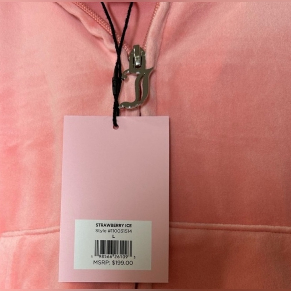 NWT ⚜️💖⚜️ Juicy  Couture  2 Piece Classic Velour Tracksuit - Strawberry Ice - Picture 5 of 7